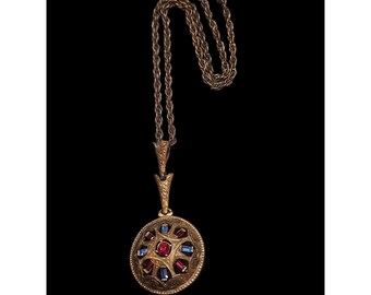 Vintage Burnished Copper Tone Unique Pendant Necklace (A4433)