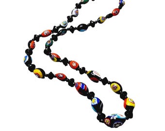 Beautiful Millefiori Vintage Glass Beaded Necklace (A1530)