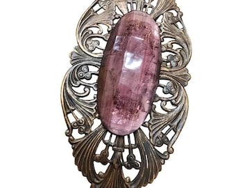 Vintage Multi Faceted Brass Sash Pin Style Brooch (A1859)