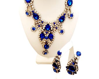 Vintage Spectacular Over The Top Rhinestone Demi Parure (A1729)