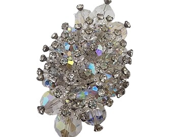 Vintage Stunning Hand Wired Crystal Brooch Unsigned 6/97