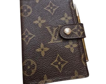 Vintage Early 80s Monogram Notepad Organizer Case With Pen (A9291)