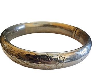 Vintage Gold Filled Engraved Bangle Bracelet (A2662)