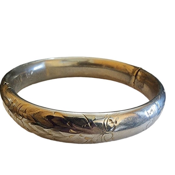 Vintage Gold Filled Engraved Bangle Bracelet (A2662)