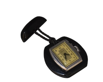 Antique Art Deco New Haven Bakelite Watch Brooch (A8681)