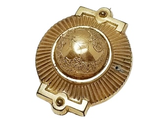 Victorian Era Gold Filled Chased Domed Brooch Watch Fob (A2980)