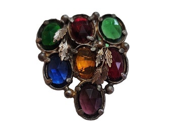 Vintage Glass Czech Style Dress Clip (A3633)