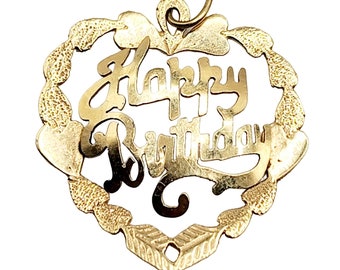 Vintage 14 KT Gold Happy Birthday Hallmarked Charm (A5021)