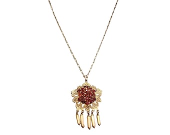 Vintage Rhinestone Czech Style Dangle Necklace (A4436)