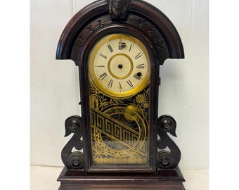 Antique E. Ingraham Co. Bristol Conn. USA Gingerbread Mantle Clock