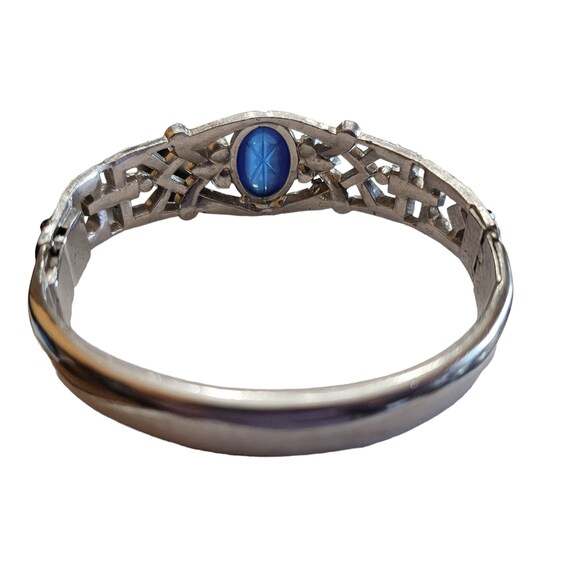 Antique Art Deco Glass Star Sapphire Jeweled Bang… - image 4