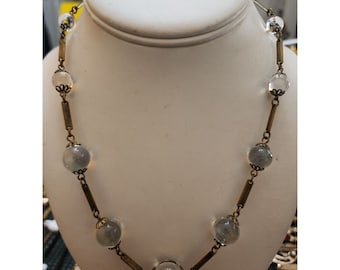 Antique Pools of Light with Brass Section Necklace