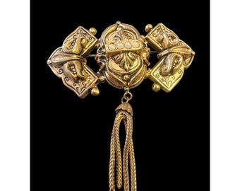 Pretty Victorian Revival Brooch with a Tassel (A5693)
