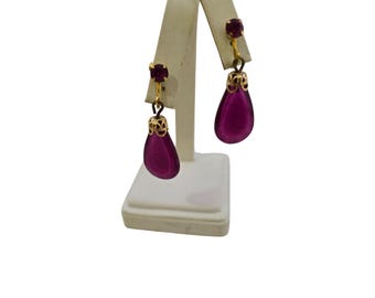 Vintage Acrylic Drop Clip Earrings (A7984)