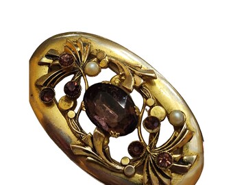 Pretty Victorian Oval Sash Style Brooch (A4792)