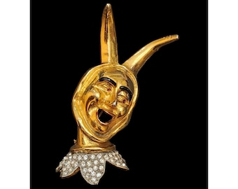 Spectacular Unsigned Heavy Dimensional Figural Jester Brooch (A4700)