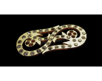Vintage Celluloid Glittered Rhinestone Brooch (A954)