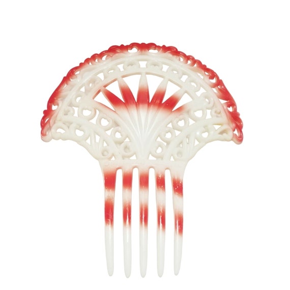 Early Hair Comb Large Red Early Plastic Celluloid Hong Kong (A2683) Vintage Celluloid Hair Comb With Pocket Clip - NOS - Etsy main image 2