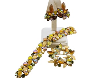Stunning Signed Kramer Of Ny Molded Glass Parure (A7915)