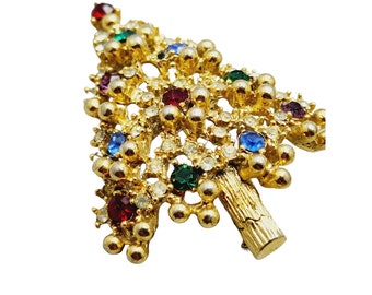 Vintage Signed Eisenberg Christmas Tree Brooch (A962)