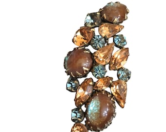 Vintage Unsigned Verified Regency Sapphiret Rhinestone Brooch (A9467)