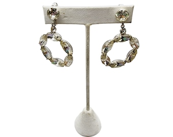 Vintage Beautiful Rhinestone Hoops Earrings (A1449)