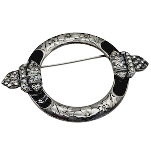 Antique Art Deco Marcasite & Enamel Brooch (A1217)