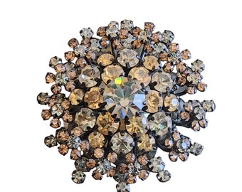 Vintage Amazing Jappaned Rhinestone Multi Layered Brooch (A1911)