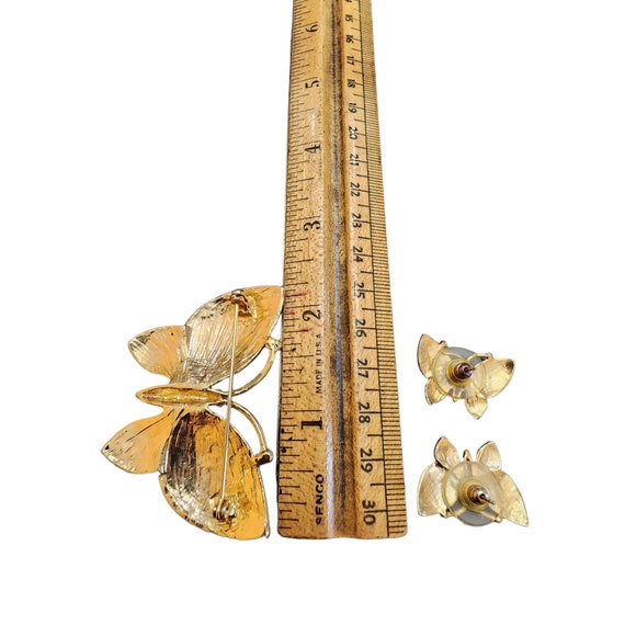 Vintage U/S Enamel Rhinestone Butterfly Brooch Ea… - image 3