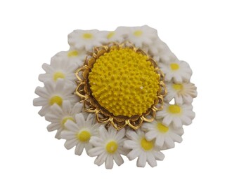 Vintage Dancing Daisies Acrylic Articulating Brooch (A3876)