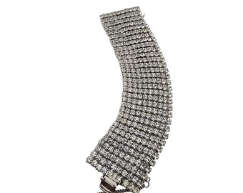 Vintage Wide Unsigned Blingy Rhinestone Bracelet (A3261)