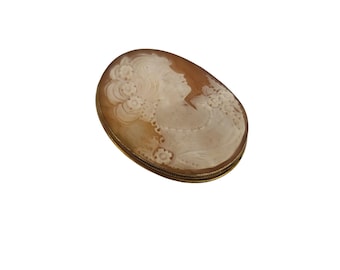 Antique 800 Silver Cameo Brooch Pendant (A5791)