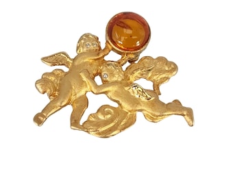Vintage Signed LS Cherub Brooch (A603)