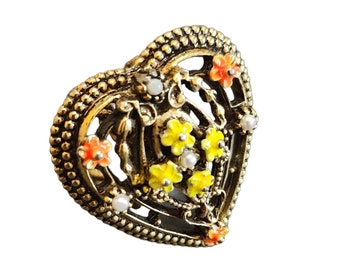 Vintage Signed ART Arthur Pepper Adjustable Heart Ring (A2074)