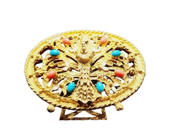 Vintage Rare Florenza Signed Peacock Lipstick Holder (A2267)