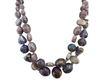 Vintage West Germany Double Strand Glass Necklace (A4704)