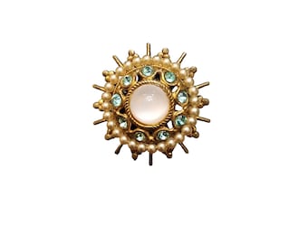Vintage Tiny Beautiful Glass Pin Wheel Brooch (A2530)