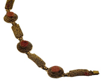 Vintage Goldstone Brass Bracelet (A1317)