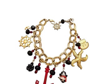 Vintage Nautical/Pirate Charm Bracelet (A8729)