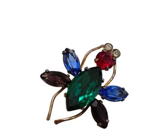 Vintage Unsigned Rhinestone Bug Fly Insect Brooch (A9178)