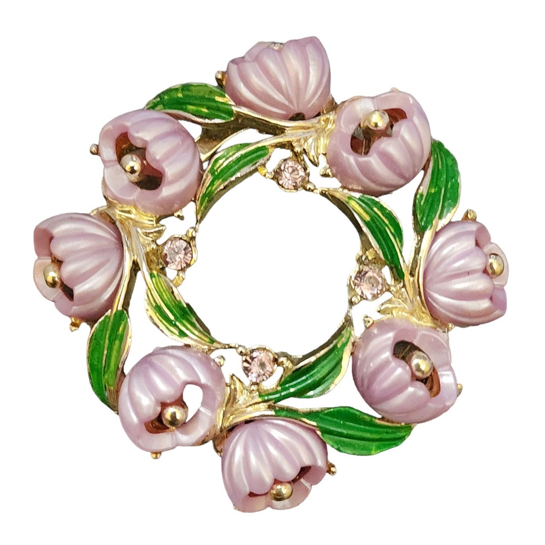 Buy Vintage Unsigned Molded Resin & Enamel Flower Brooch (A4046