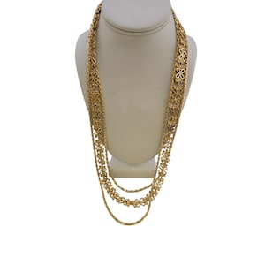 Vintage Signed Monet Gold-Tone Multi Chain Necklace (A7981)