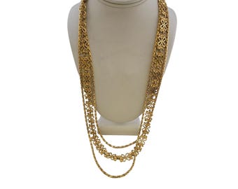 Vintage Signed Monet Gold-Tone Multi Chain Necklace (A7981)