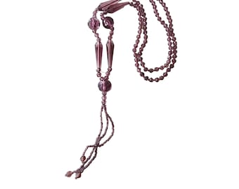 Antique Art Deco Sautoir Crystal Necklace Hand Knotted (A4160)