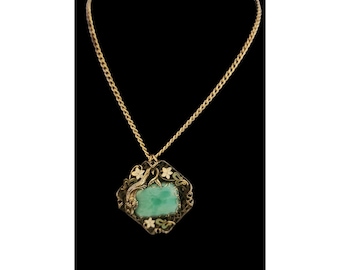 Beautiful Czech Style Enamel Gargoyle Glass Pendant Necklace (A5552)