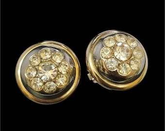 Vintage Signed Coro 2 Tone Blingy Clip Earrings (A4015)
