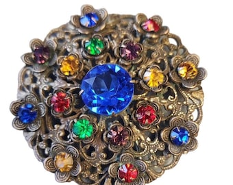 Vintage Jeweled Czech Brooch (A900)