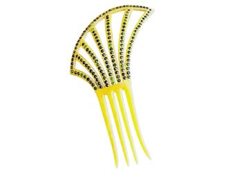 Antique Beautiful Art Deco Flapper Celluloid Rhinestone Comb (A3150)