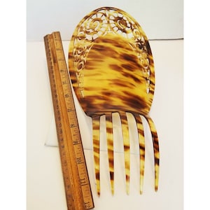 Art Deco Nouveau Victorian Hair Comb Faux Tortoise Shell Antique Huge (A2972)