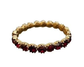 Vintage Signed Jeanne Bezel Set Rhinestone Hinged Bangle Bracelet (A1863)